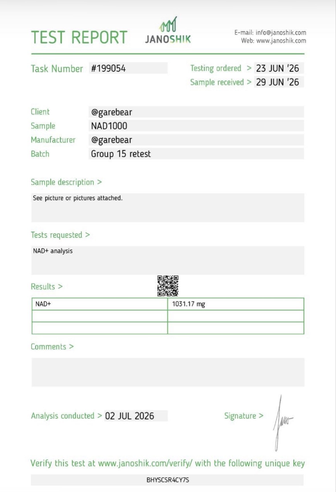NAD+ research compound certificate of analysis